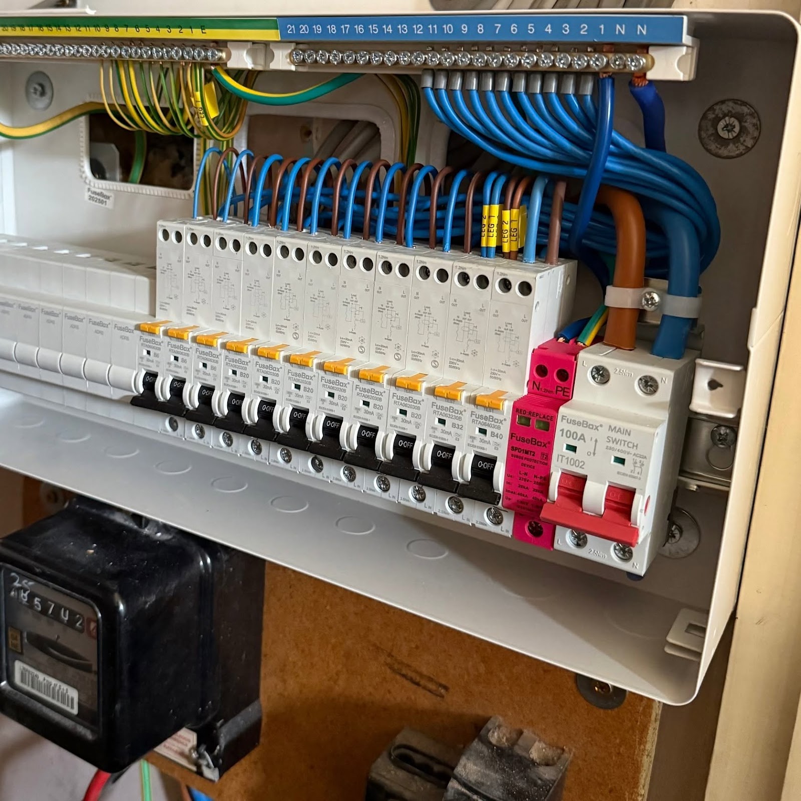 Modern consumer unit — dangerous legacy wiring made safe